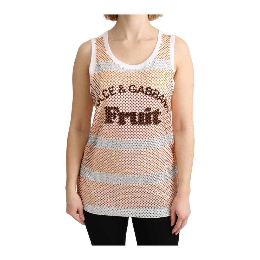 Dolce & Gabbana , Sleeveless Tops, Female, Multicolor, S, Fruit Print Tank Top