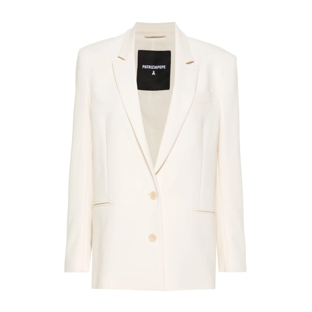PATRIZIA PEPE Ivoor Witte Jas met Zilveren Accenten Beige Dames