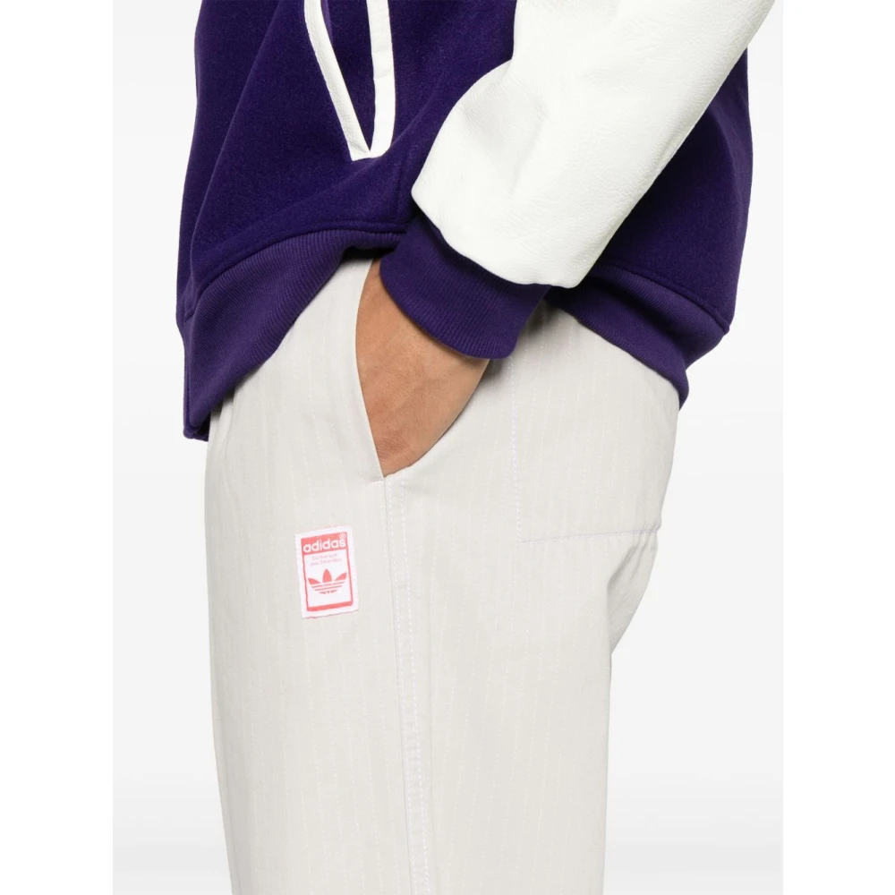 Adidas Beige Gestreepte Elastische Taillebroek Beige Heren