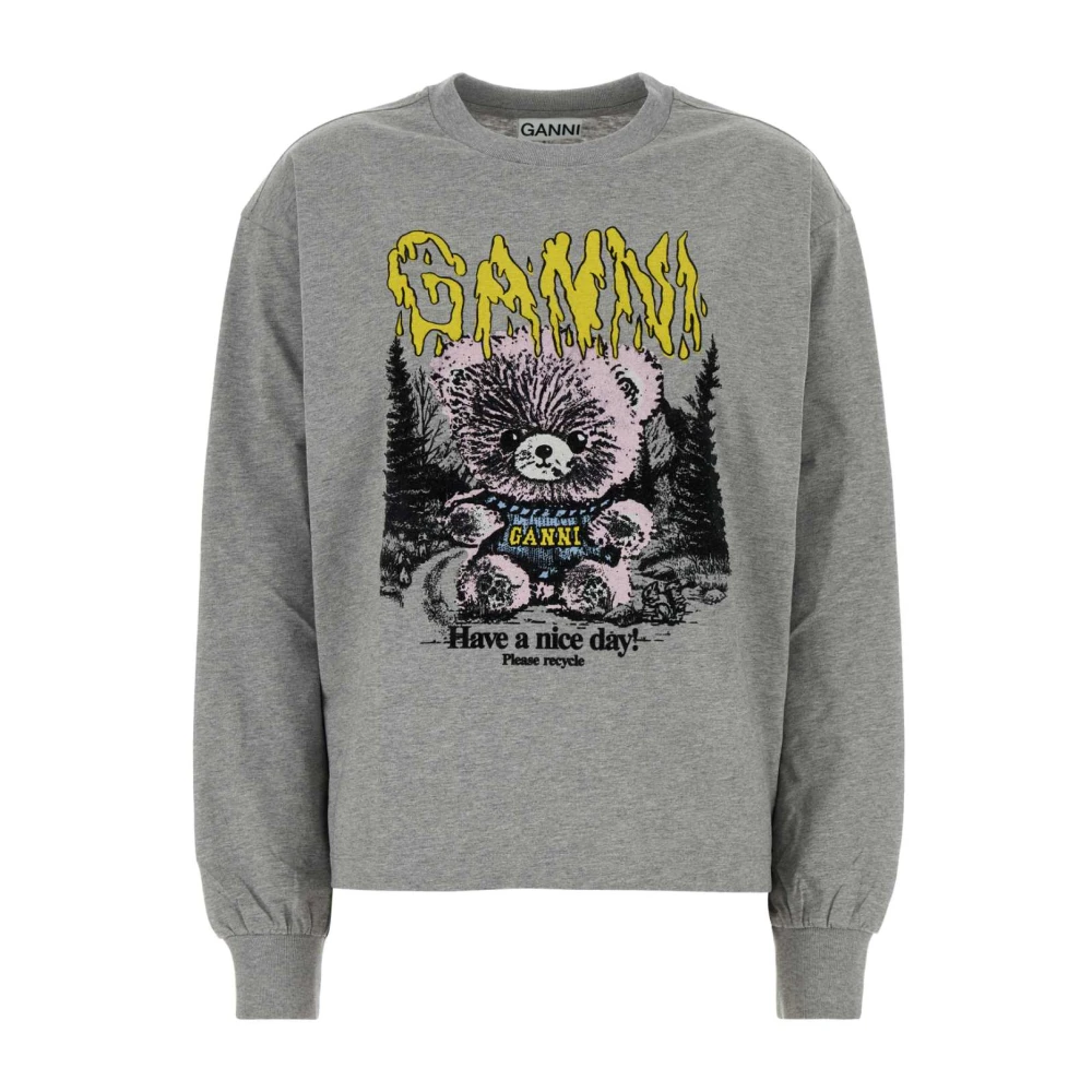 Ganni Tops - Female - Long Sleeve T-Shirts - Gray - Xs - Tops