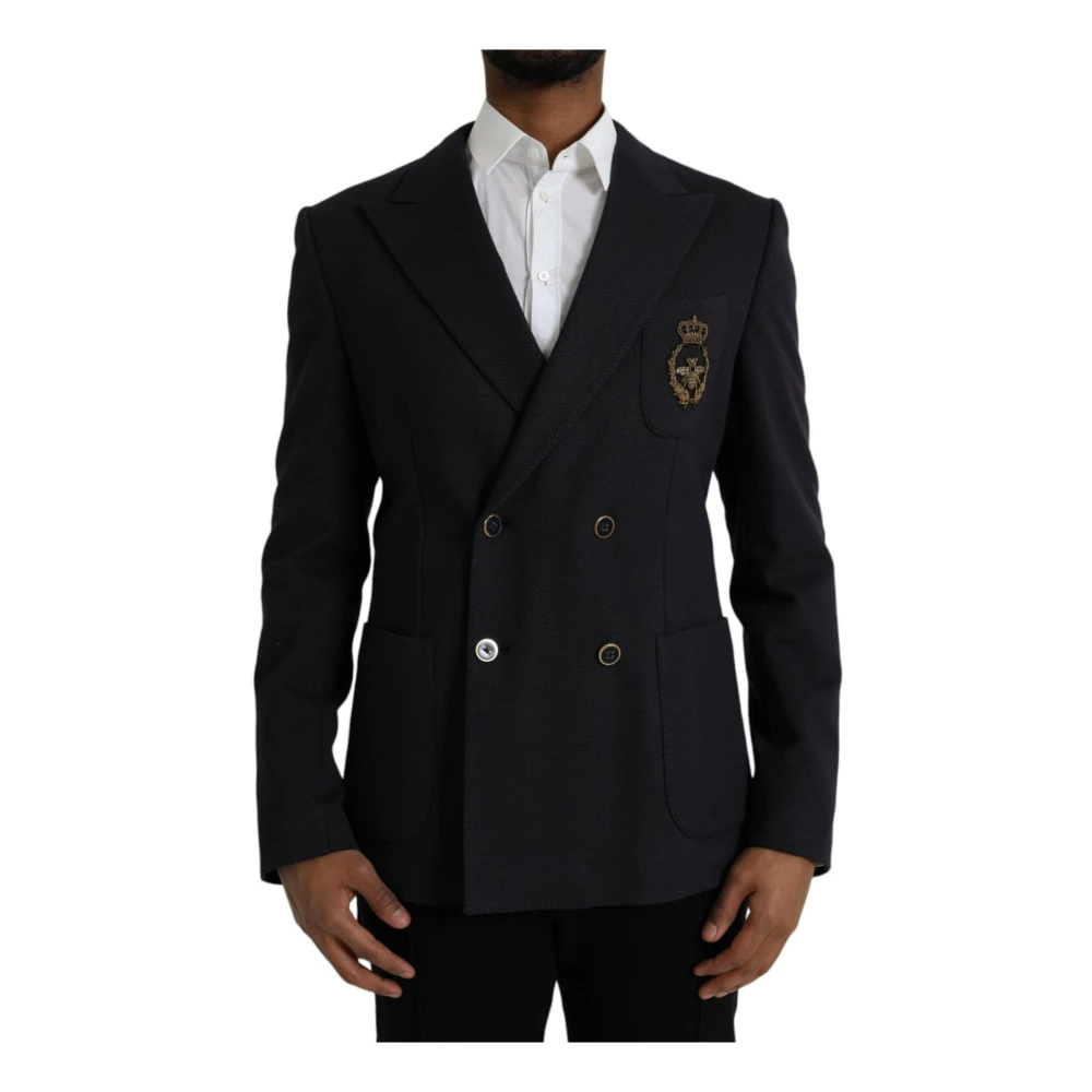 Dolce & Gabbana Donkerblauwe Crown Bee Blazer Blue Heren