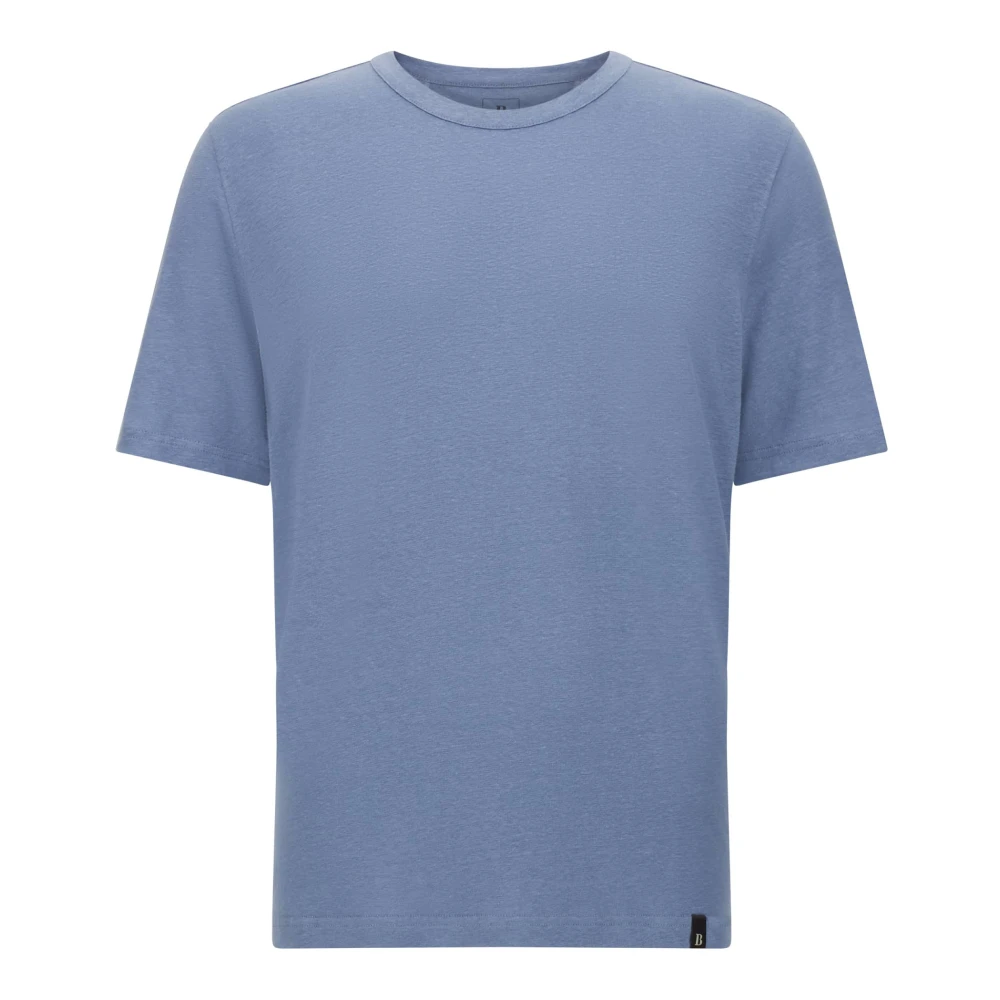 Boggi Milano Herren Blau T-Shirt Aus Stretch-Leinen-Jersey