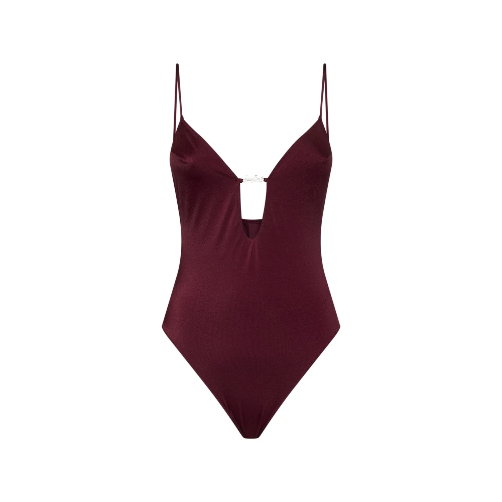Mc2 Saint Barth , Swimsuits, Female, Red, S, Plunging Teardrop One-Piece Swimsuit