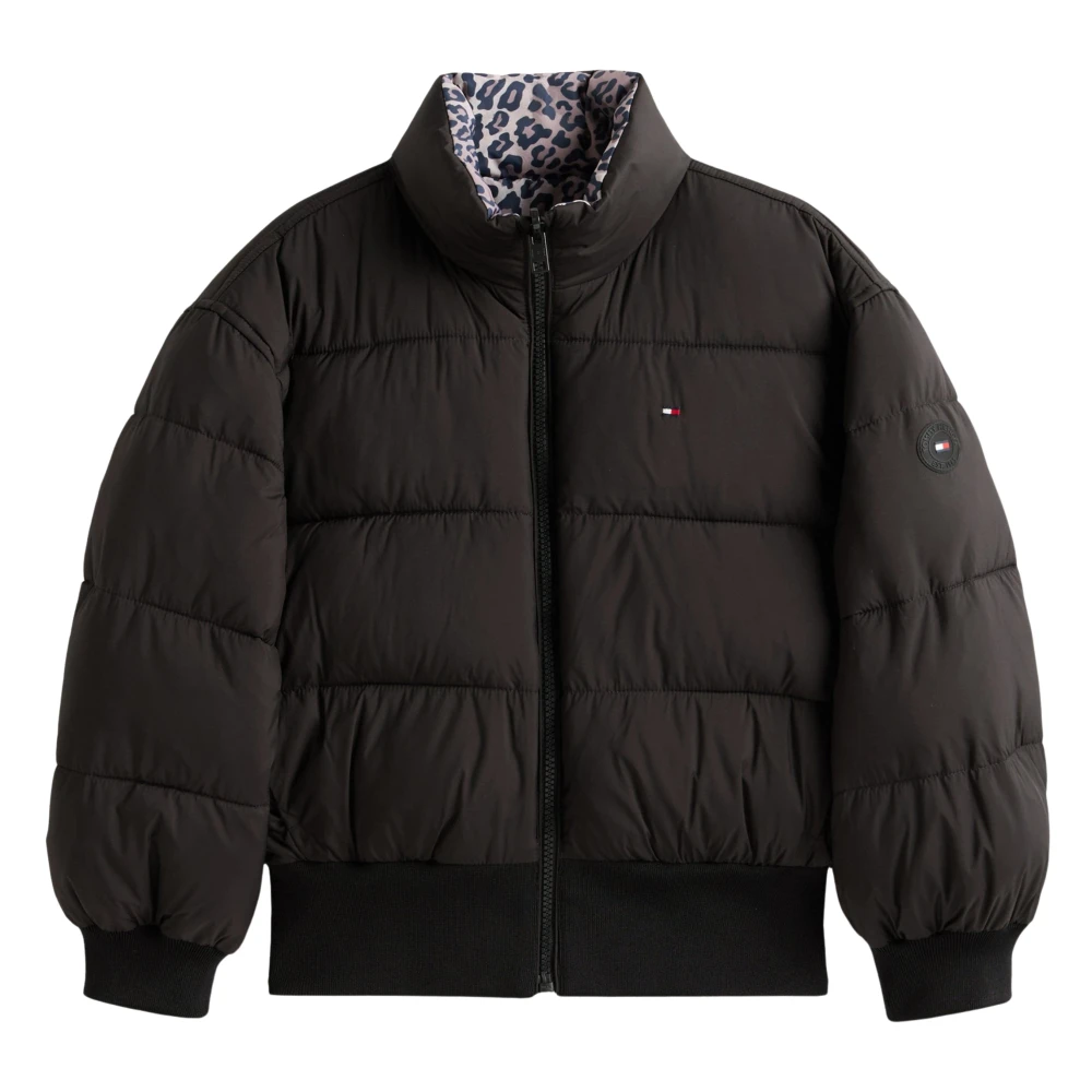 Tommy Hilfiger Women's Black Reversible Puffer Bomber Jacket