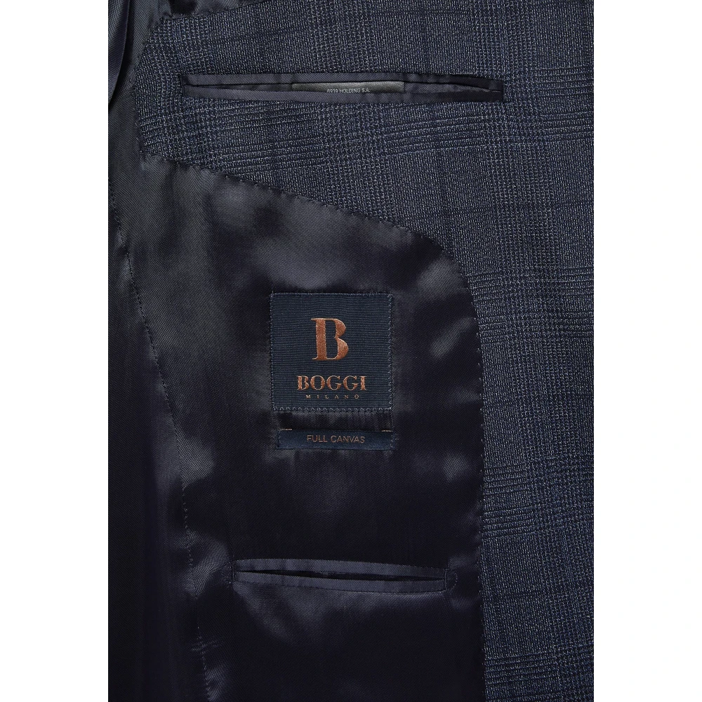 Boggi Milano Prince of Wales Check zuiver wollen pak Blue Heren