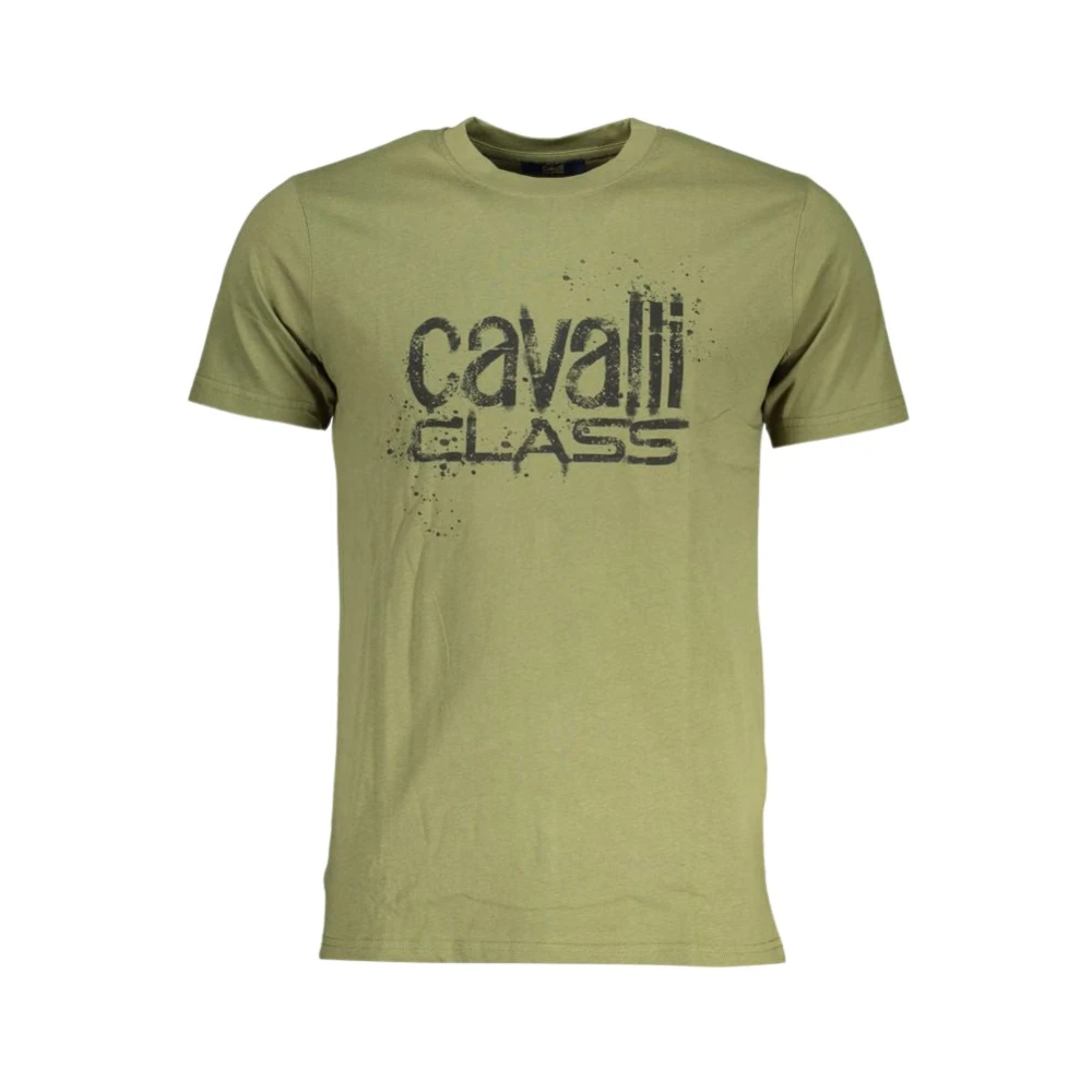 Cavalli Class Groen Katoen Logo Print T-Shirt Green Heren