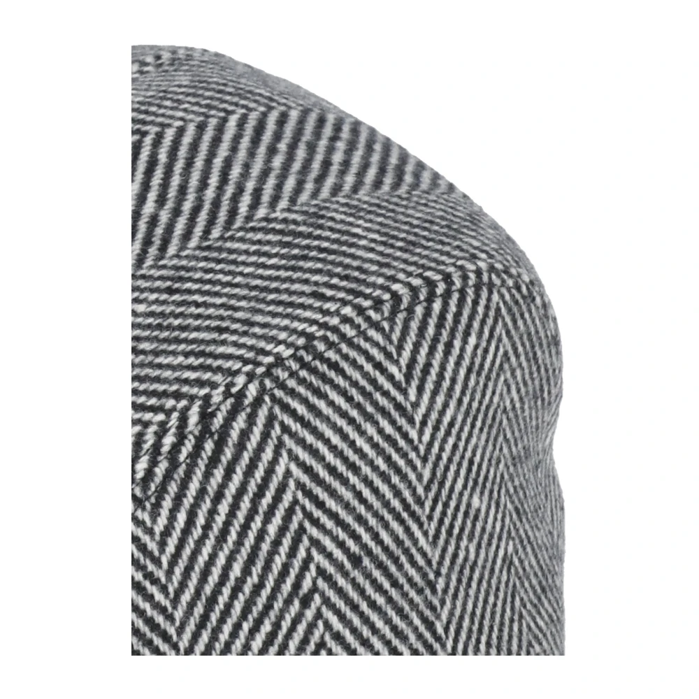 BRUNELLO CUCINELLI Zwarte wollen visgraatpatroon hoed Black Heren