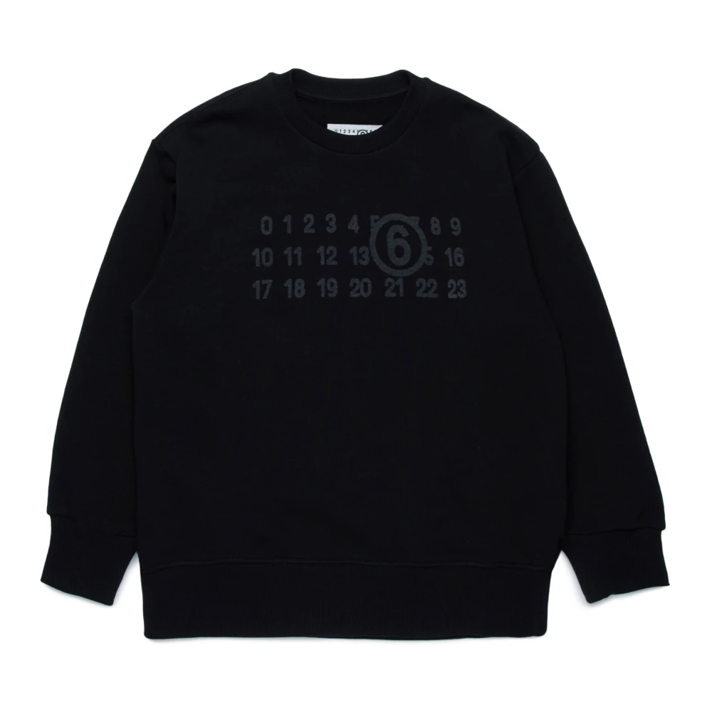 Mm6 Maison Margiela Unisex Black Sweatshirt With Numeric Logo