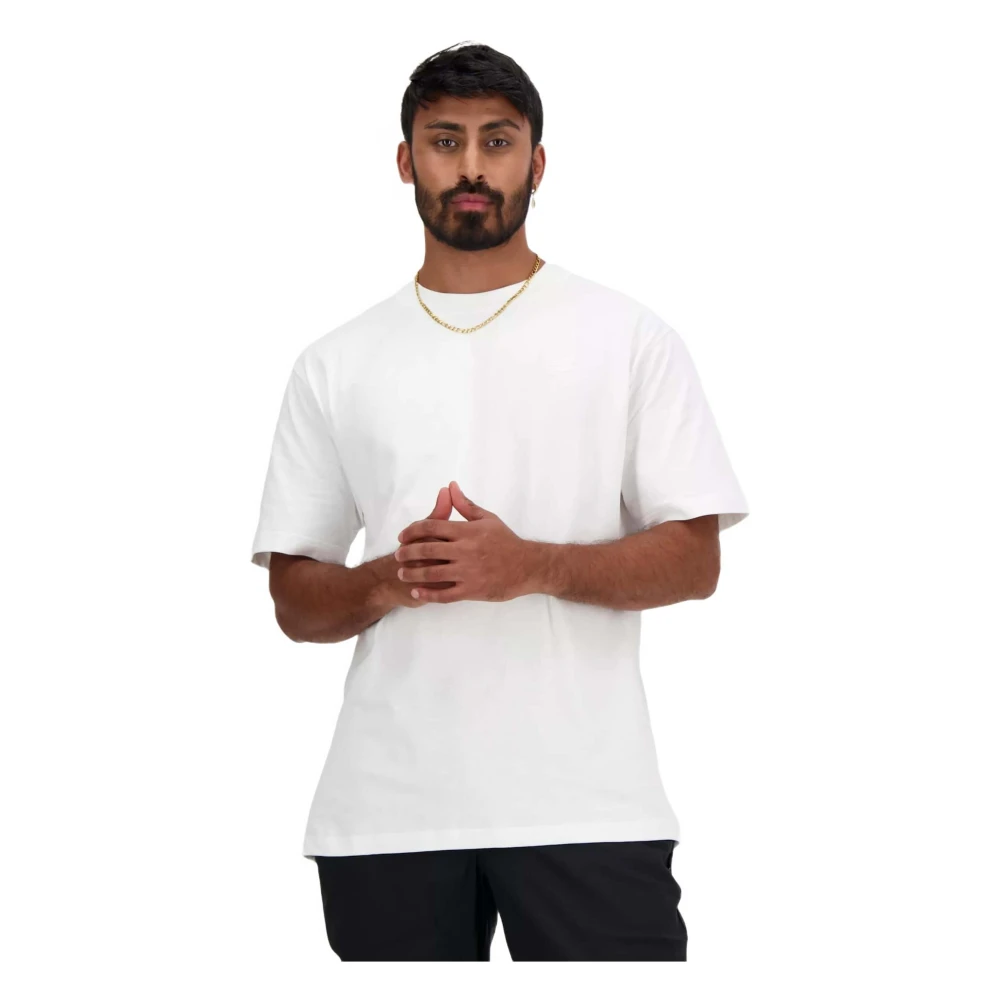 New Balance Atletiek Katoenen T-shirt White Heren