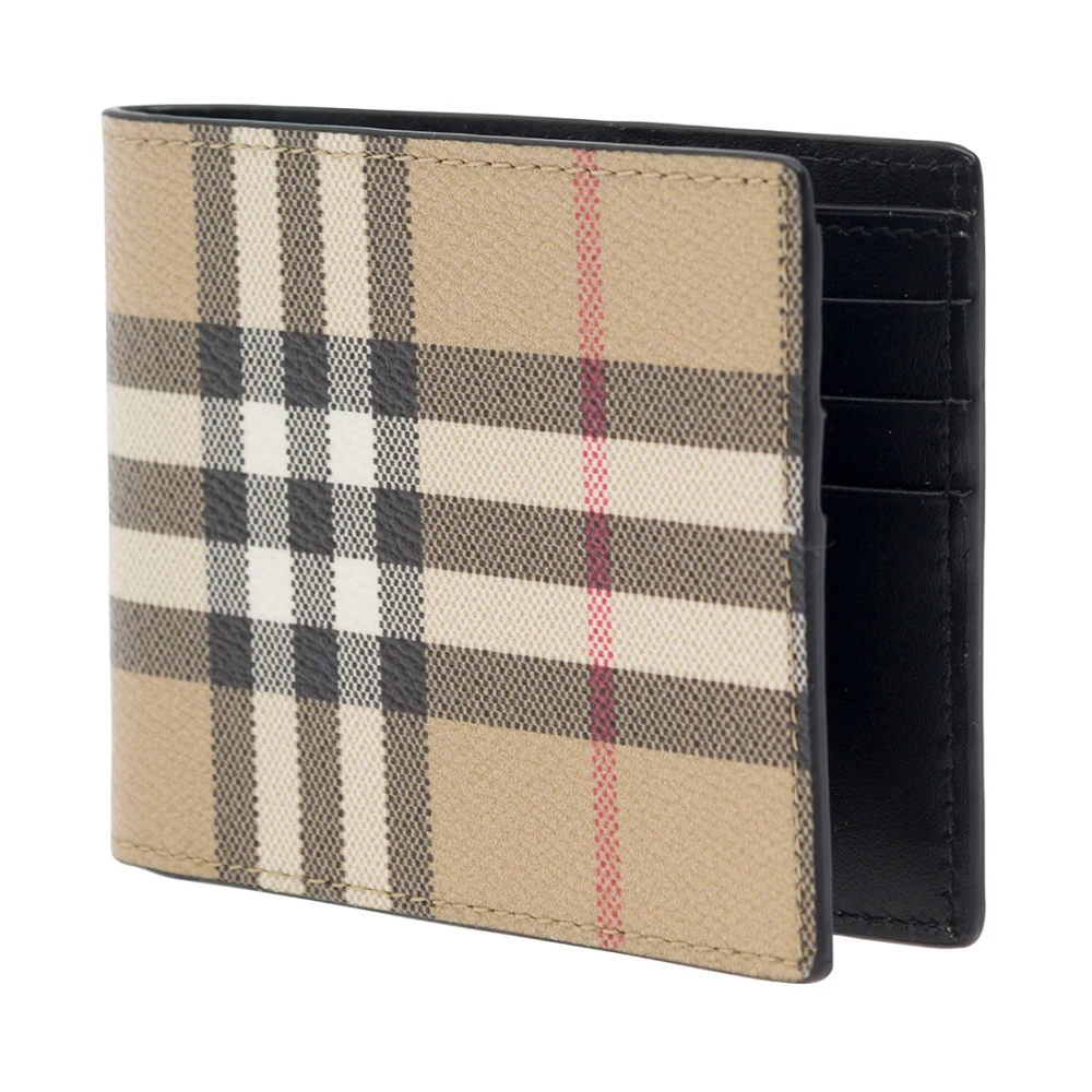 Burberry Beige Check Bi-Fold Portemonnee Multicolor Heren