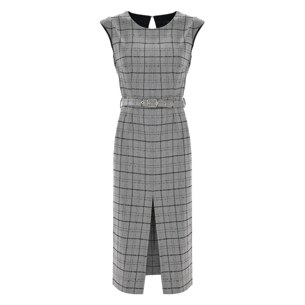 Kocca Gestreepte jurk met split en riem Multicolor Dames