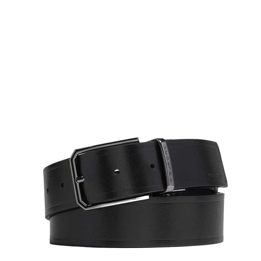 Piquadro Mannelijk Zwart Accessoires Heren, One Size, Reversible Men's Leather Belt With Prong Buckle