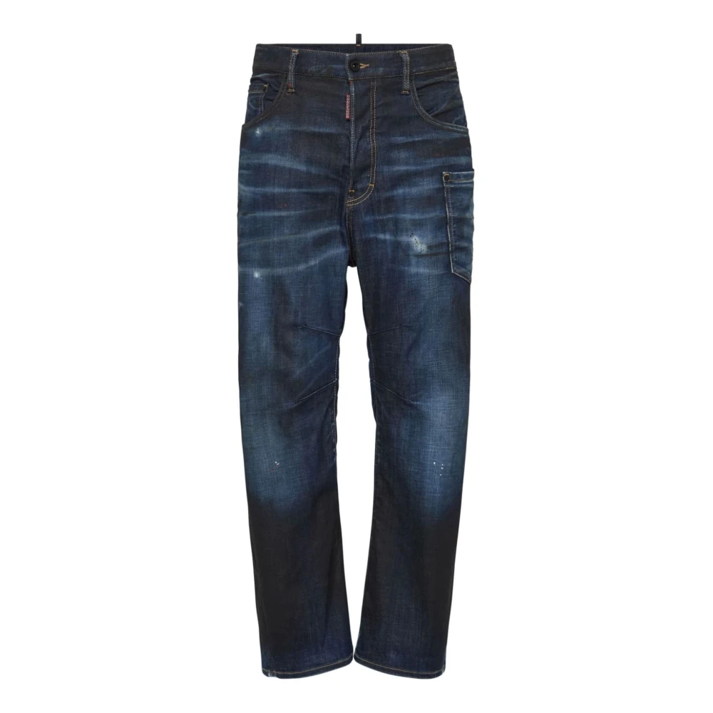 Dsquared2 Navy Blauwe Denim Jeans Klassiek Ontwerp Blue Heren