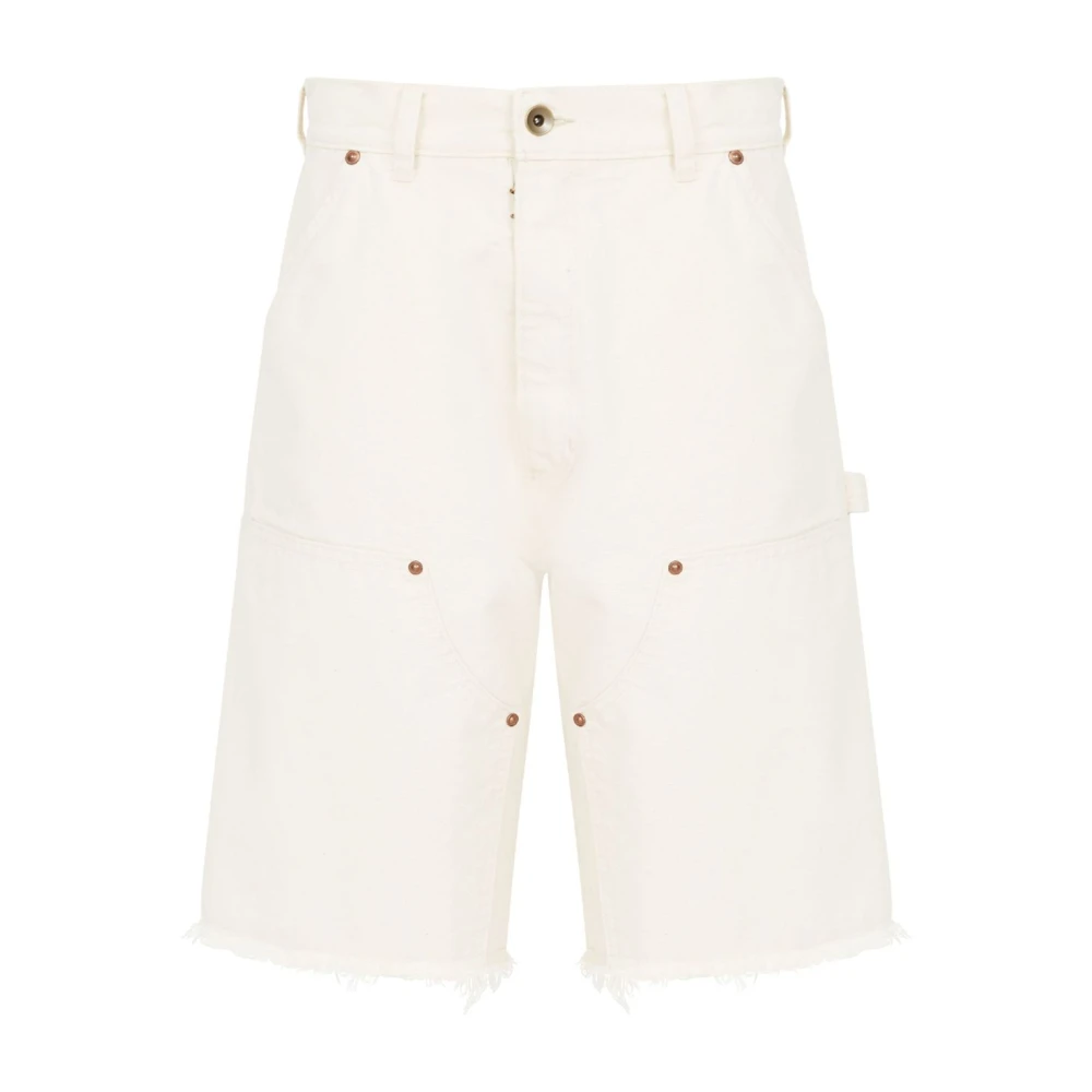 Maison Margiela Witte Denim Shorts met Ruwe Zoom White Heren