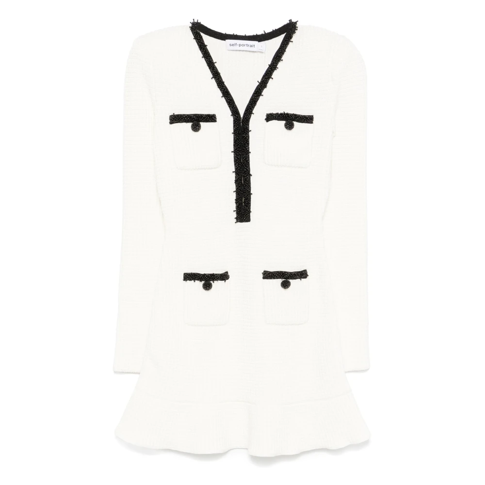Self Portrait Honeycomb Knit Mini Jurk White Dames