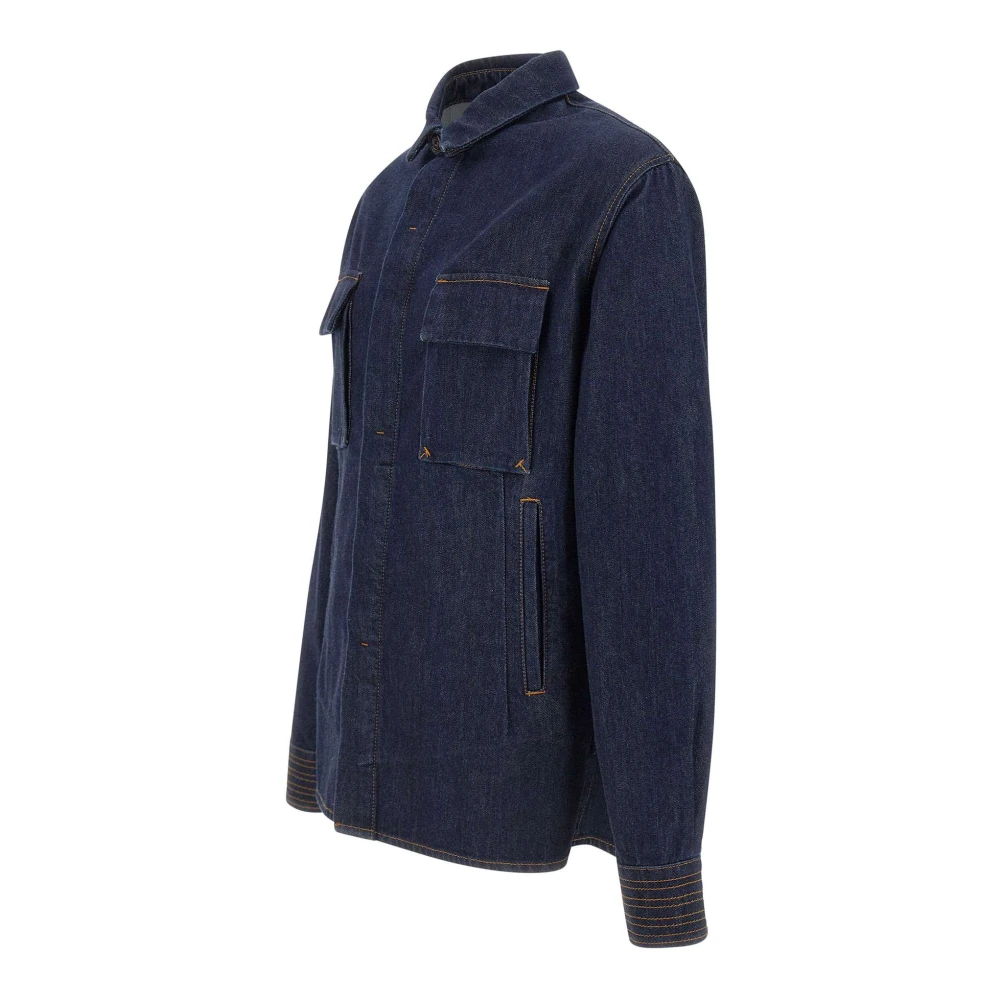 Re-Hash Donkerblauw Denim Zijde Jas Blue Heren