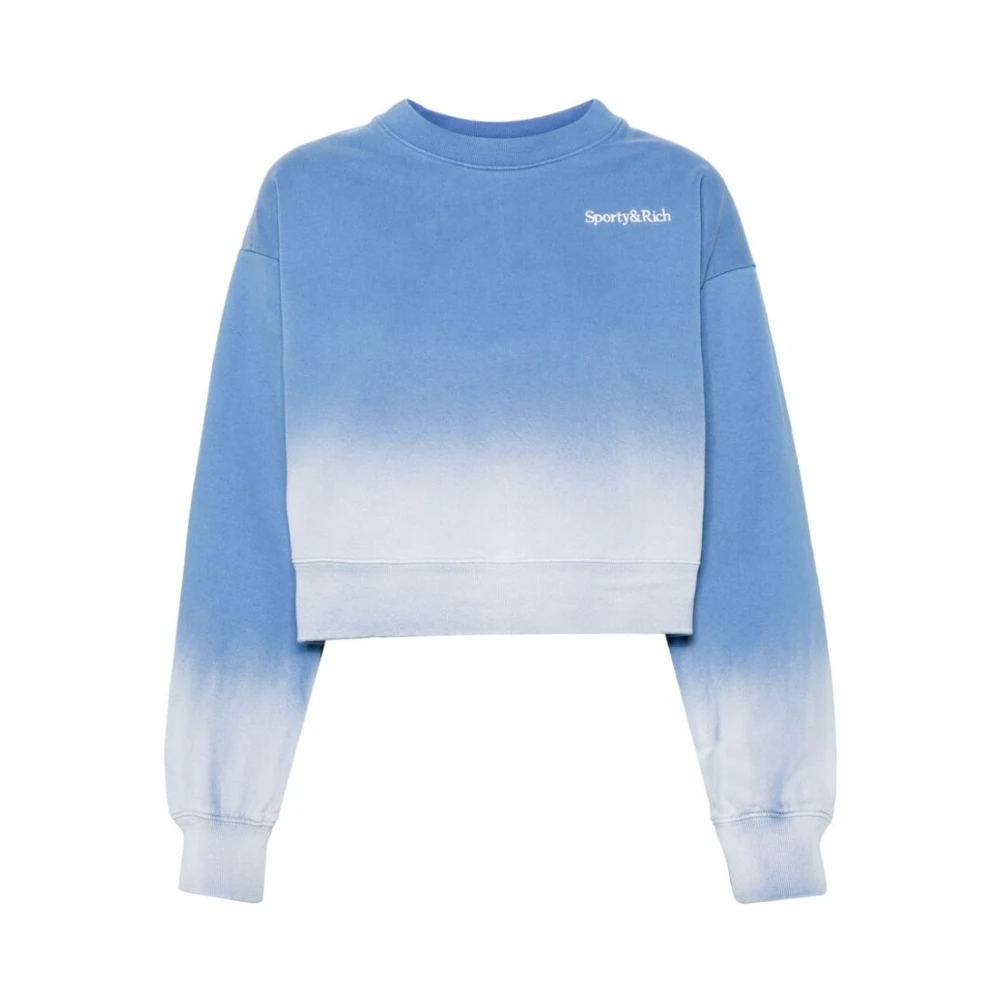 Sporty & Rich Korenbloemblauwe Crew Neck Logo Sweatshirt Blue Dames