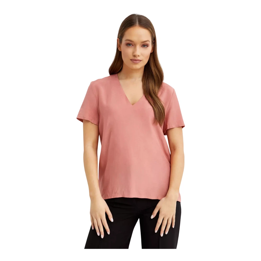 Fay Donna Rosa Blusa Scollo A V Stile Casual