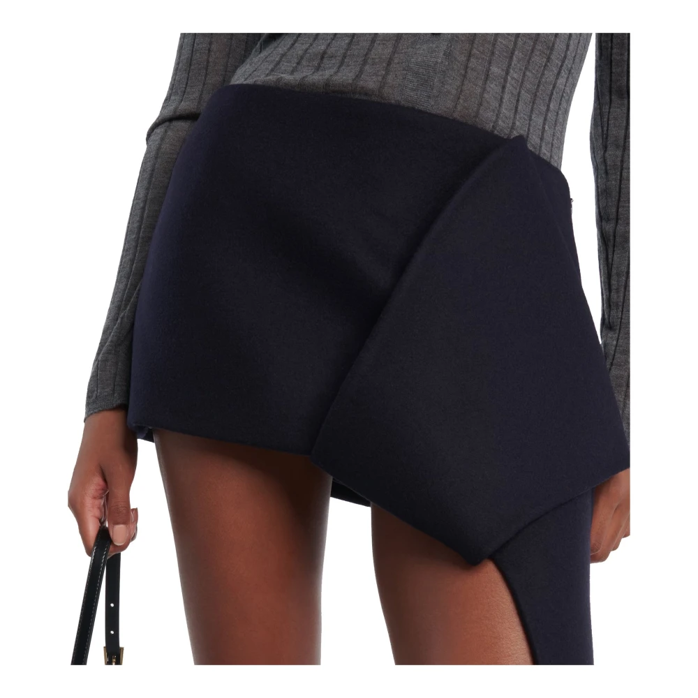 Prada Wollen Mini Rok Blue Dames