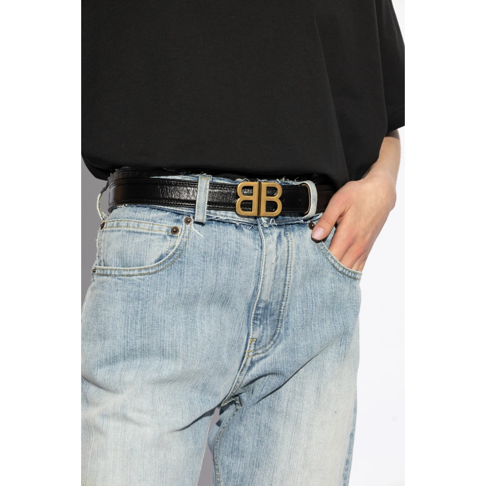Balenciaga Leren riem Black Dames