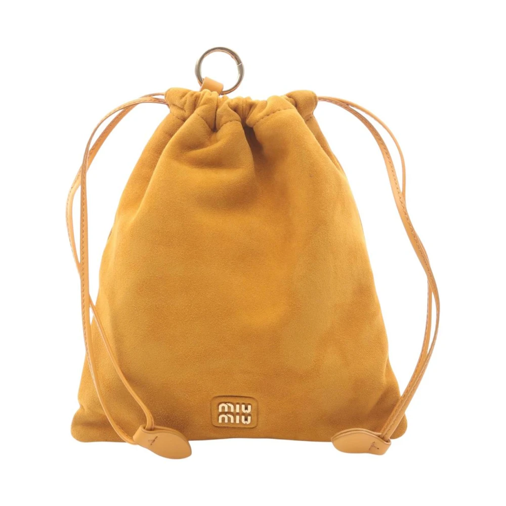 Miu Miu Pre-Owned Women's Brown Vintage Backpacks, One Size, Pre-Owned Drawstring Bucket Bag
