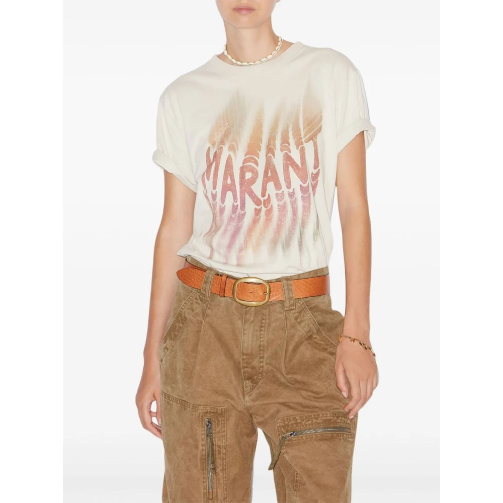 Isabel marant Witte Bedrukte T-shirt Beige Dames