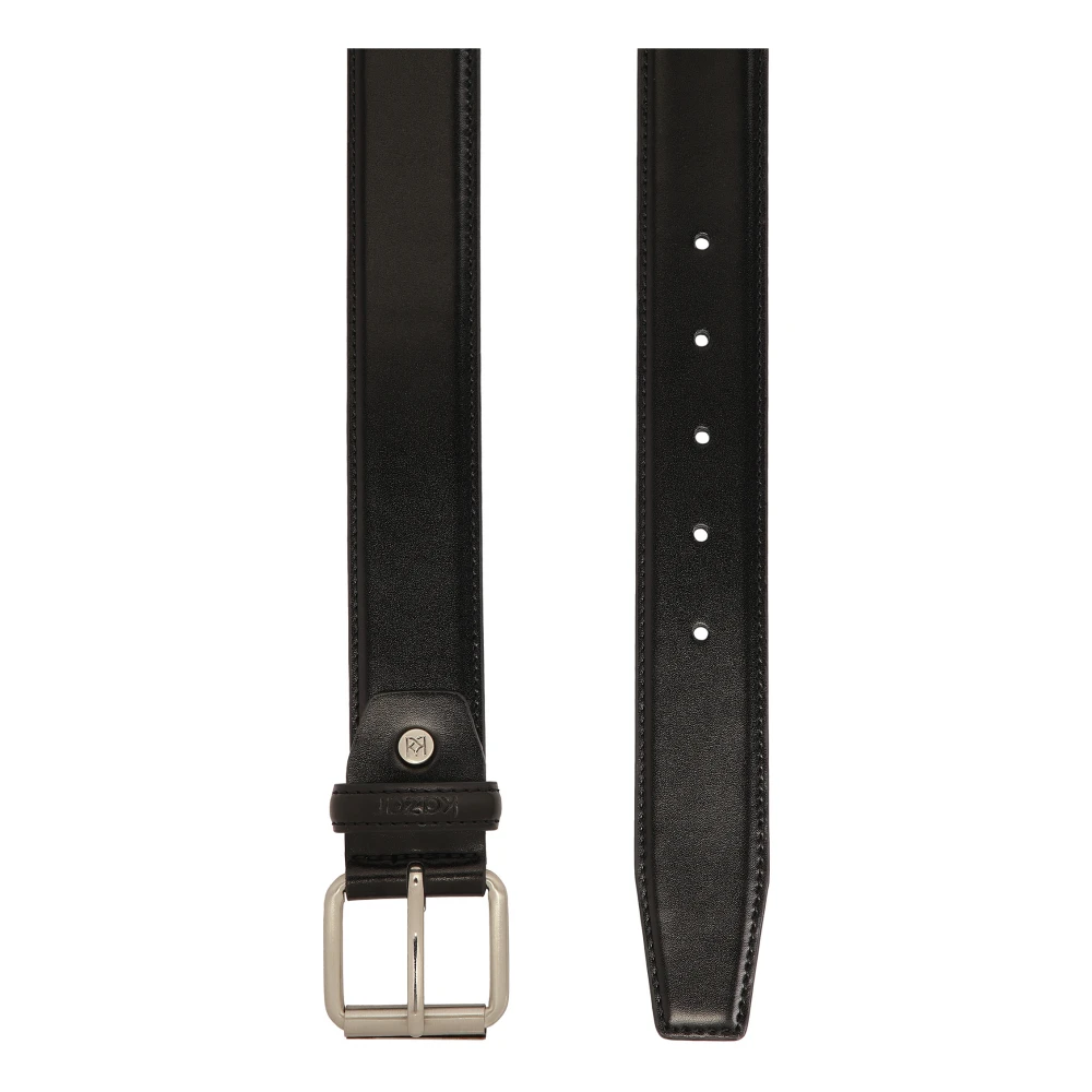 Kazar Zwarte leren riem met geborstelde gesp Black Dames