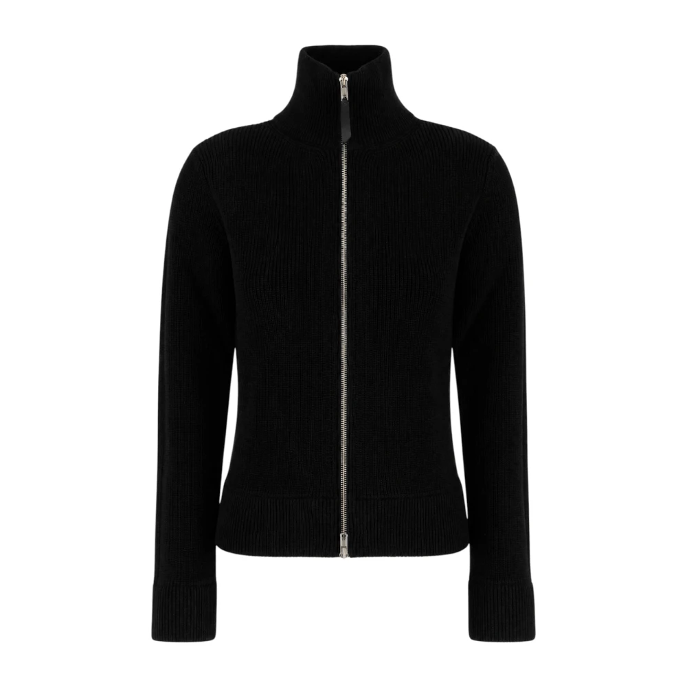 Maison Margiela Black Cardigans, Female, S, Knit Zip-Up Cardigan