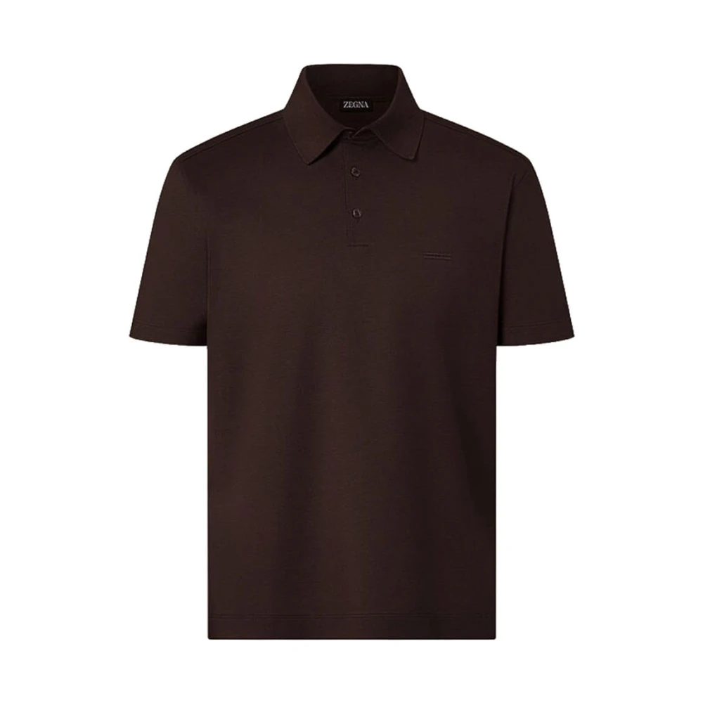 Zegna Men's Brown Polo Shirts, M, Short Sleeve Polo