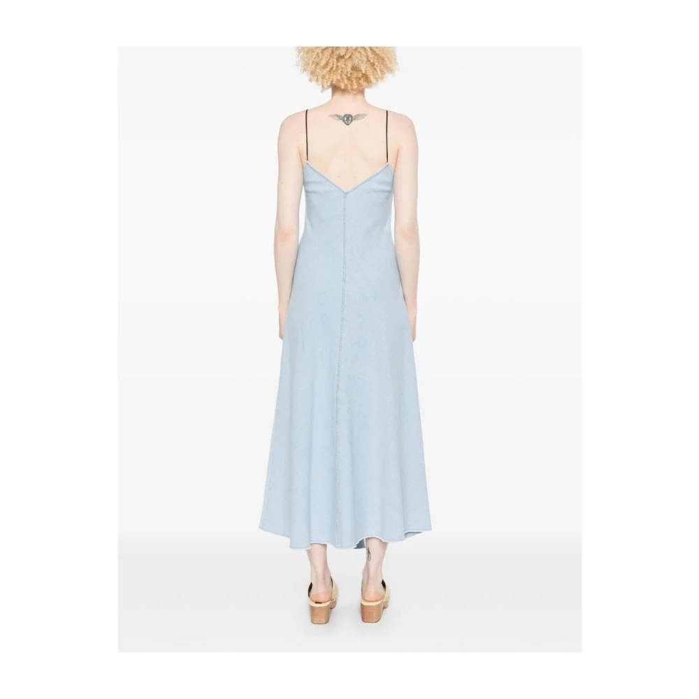 Forte Blauwe V-hals Spaghetti Strap Jurk Blue Dames