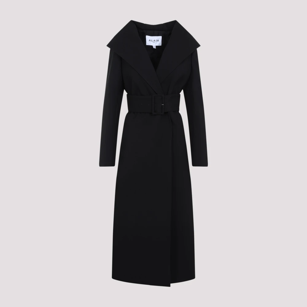 Alaïa Zwarte Wollen Jas Black Dames