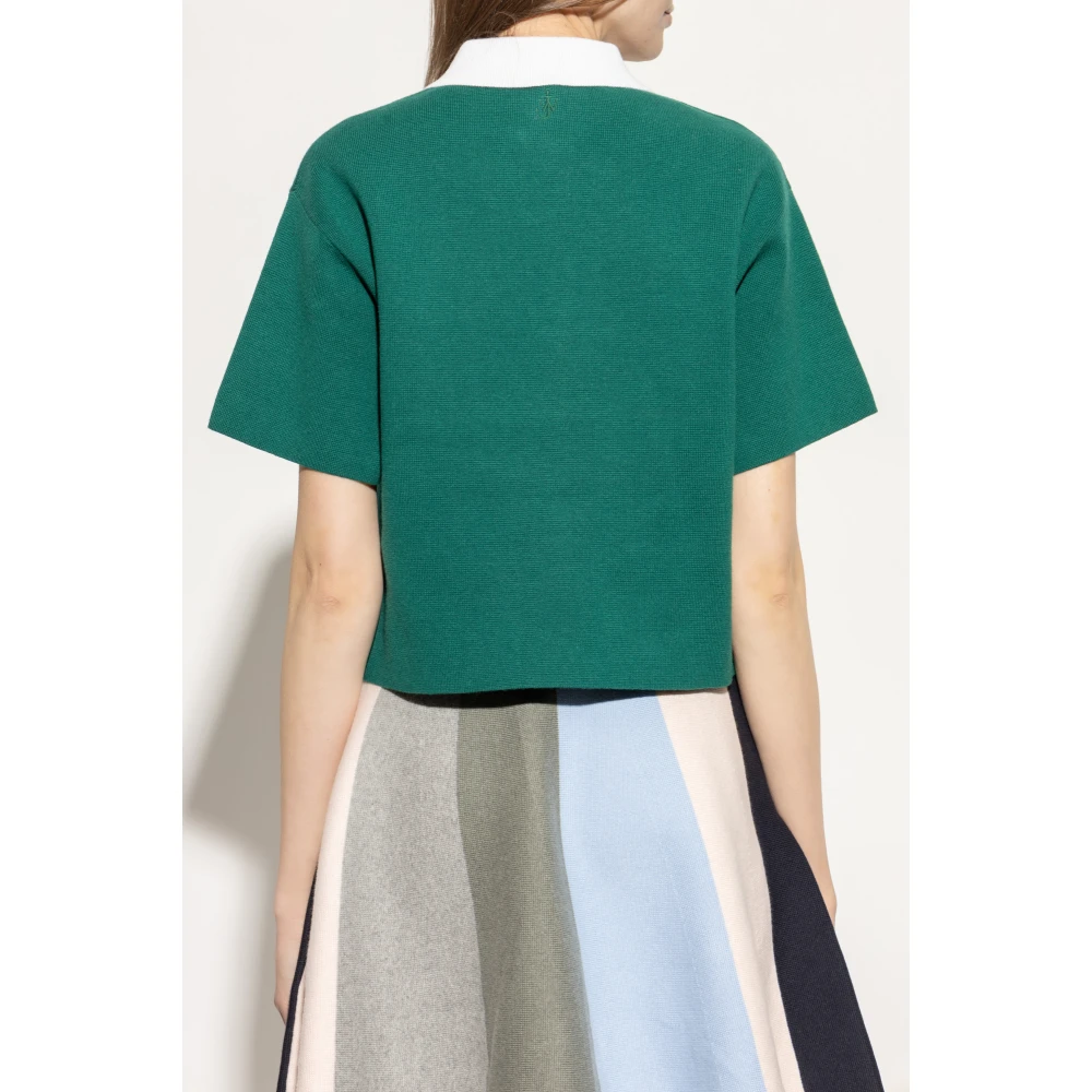 JW Anderson Polo met kasjmier afwerking Green Dames