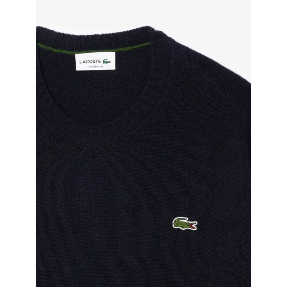Lacoste Wollen Trui met Ronde Hals in Marineblauw Blue Heren