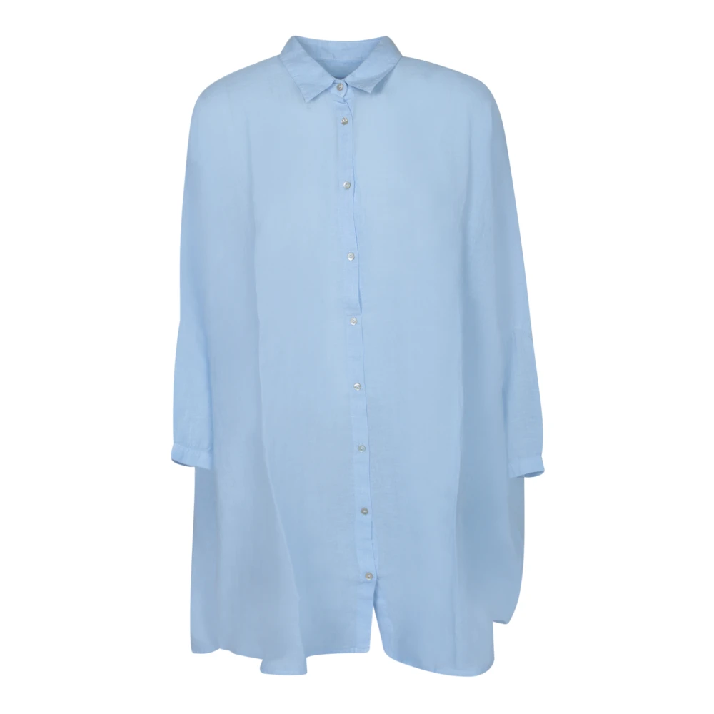 120% Lino Women's Blue Shirts, Xs, Linen Oversized Shirt