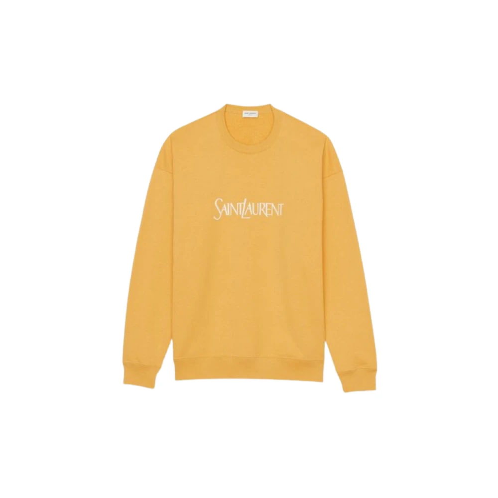 Saint Laurent Biologisch Katoen Geborduurde Sweater Yellow Heren