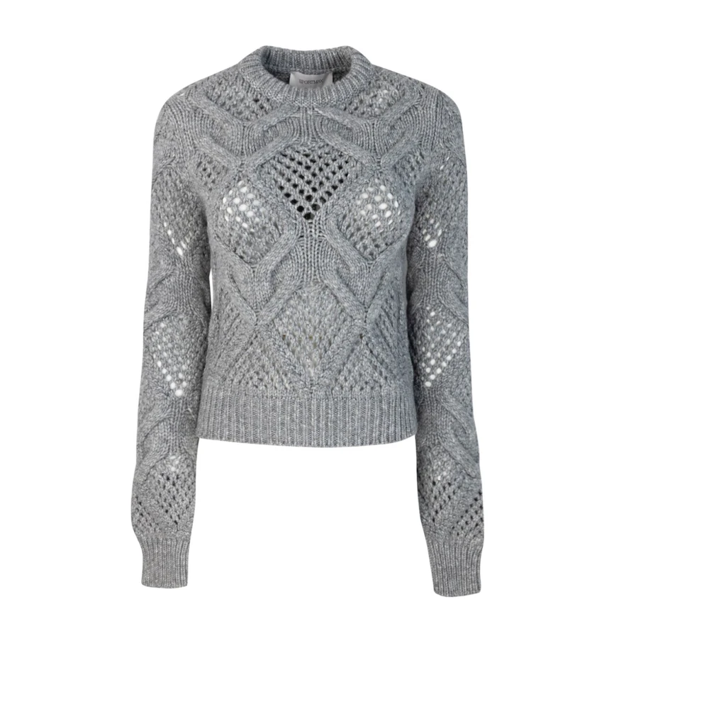 SPORTMAX Grijze Sweaters Lana Polyamide Warm Gray Dames