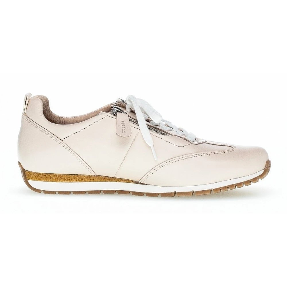 Gabor Leren sneaker met dubbele ritsen Dames Schoenen Beige