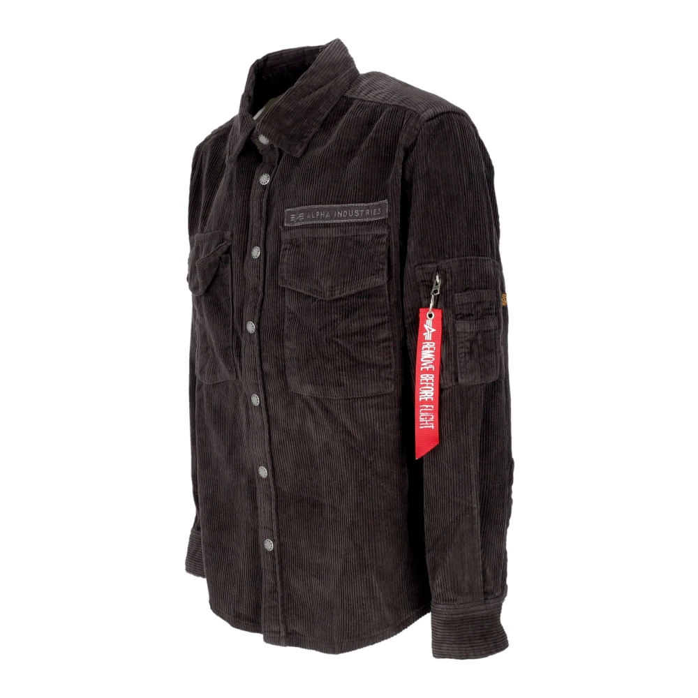 alpha industries Vintage Grijs Velvet Overshirt met Zakken Black Heren