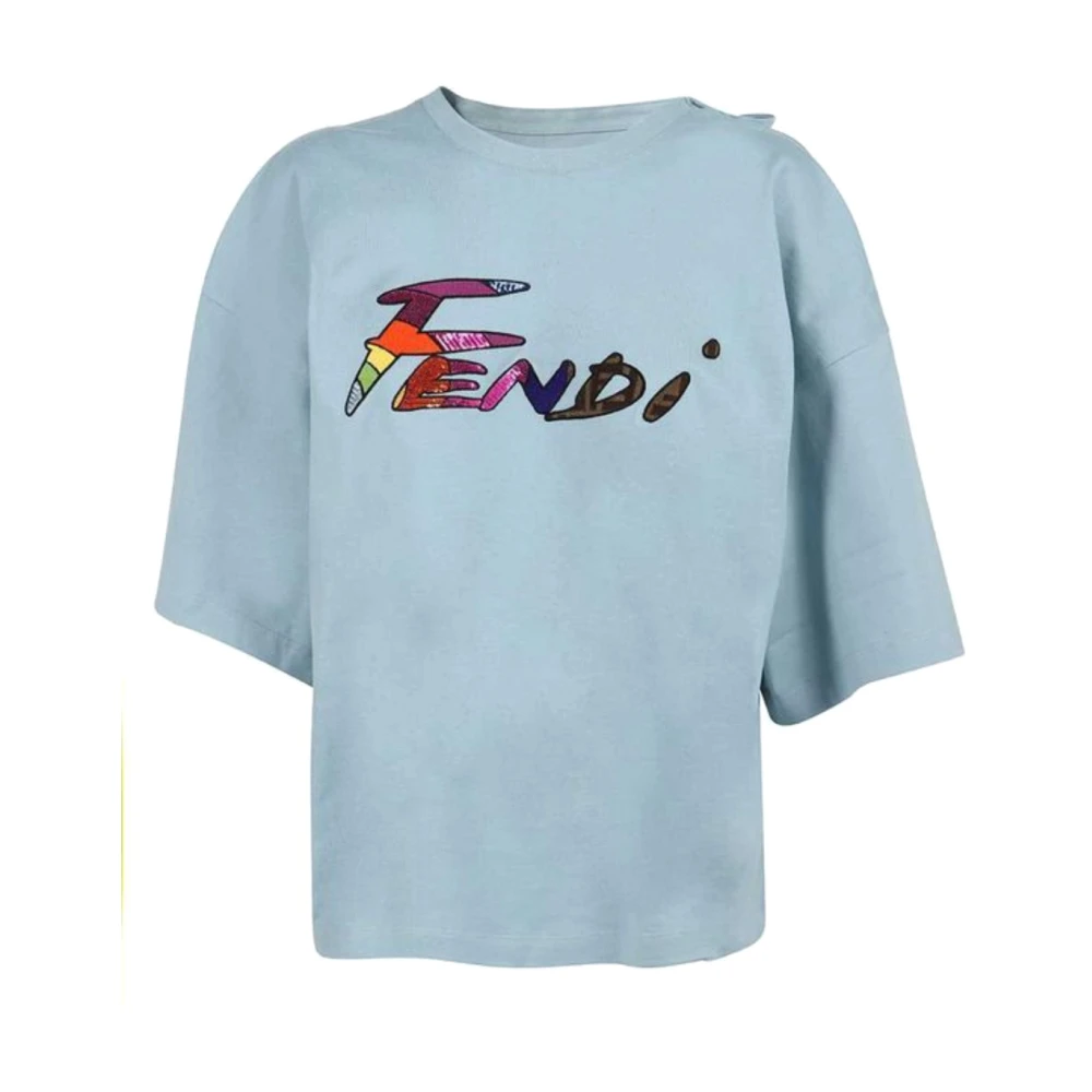 Fendi Casual Katoenen T-shirt Blue Dames