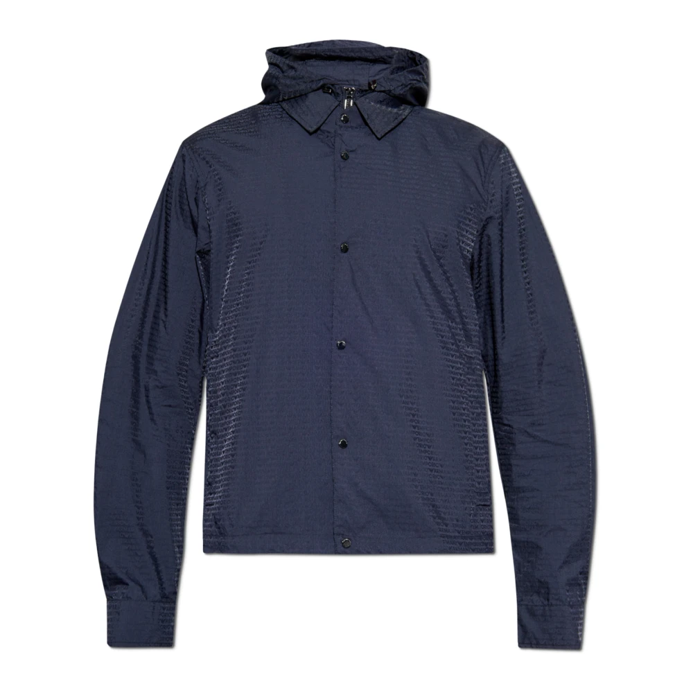 Emporio Armani Uomo Blu Giacca Con Cappuccio Staccabile
