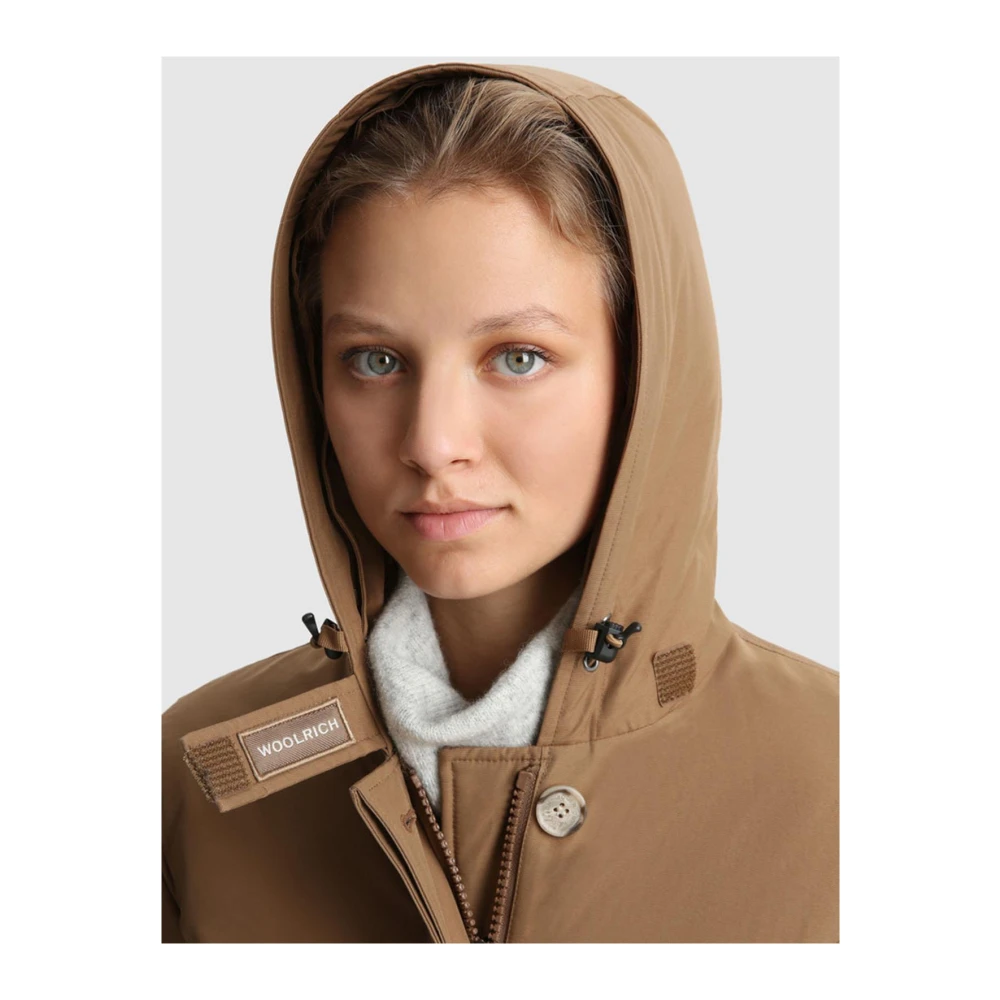 Woolrich Stad Stof Anorak Parka Brown Dames