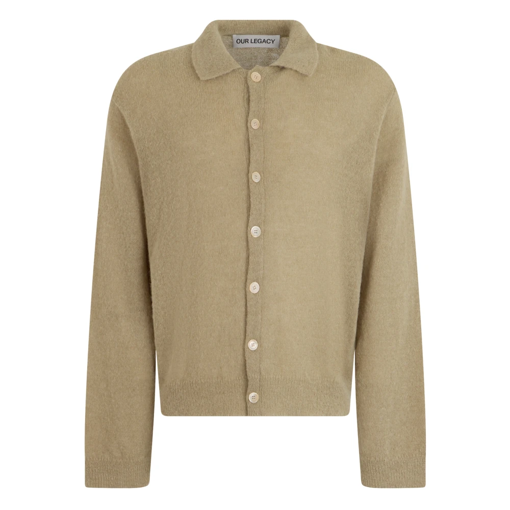 Our Legacy Evening Polo Cardigan - Male - Cardigans - Beige - L - Knitwear