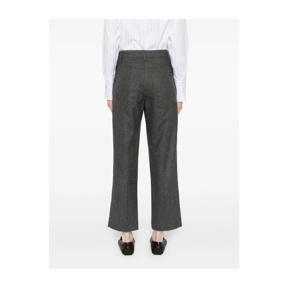 BRUNELLO CUCINELLI Grijze Flanellen Broek met Zakken Gray Dames