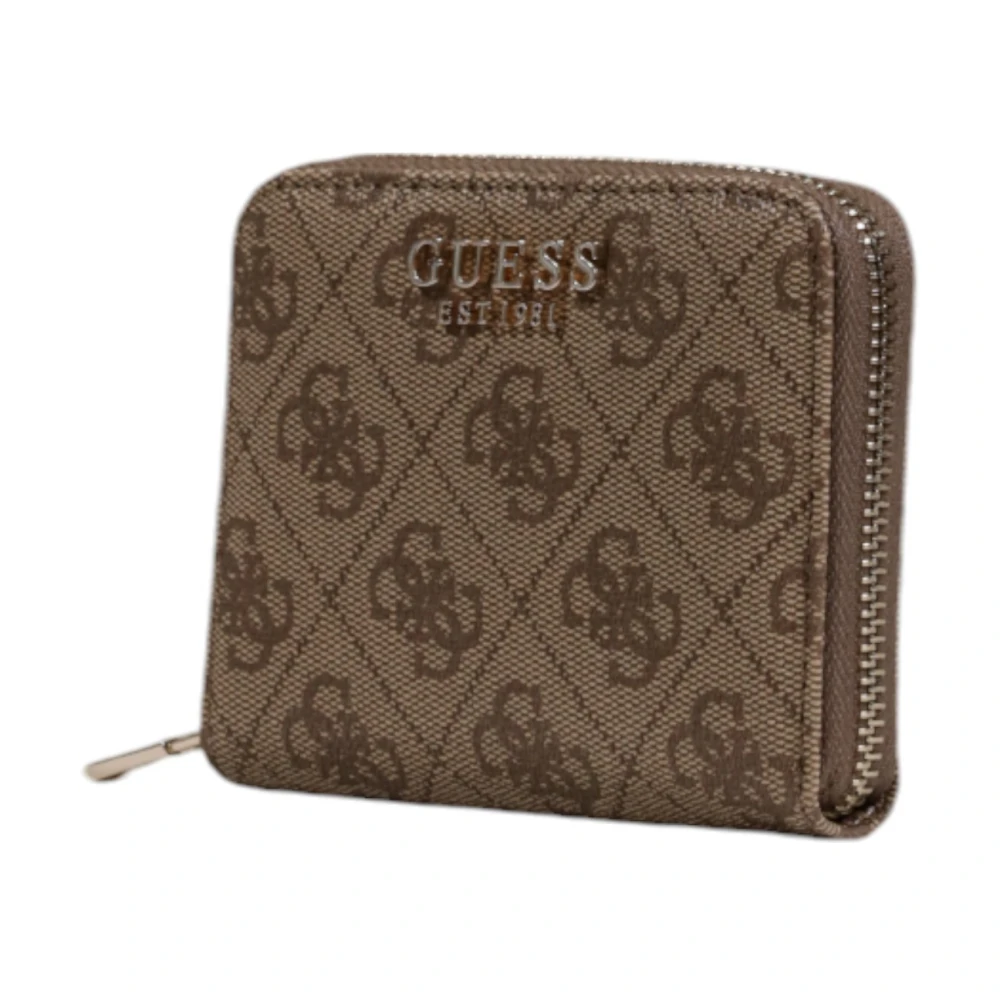 Guess Bruine Bedrukte Portemonnee met Ritssluiting Brown Dames