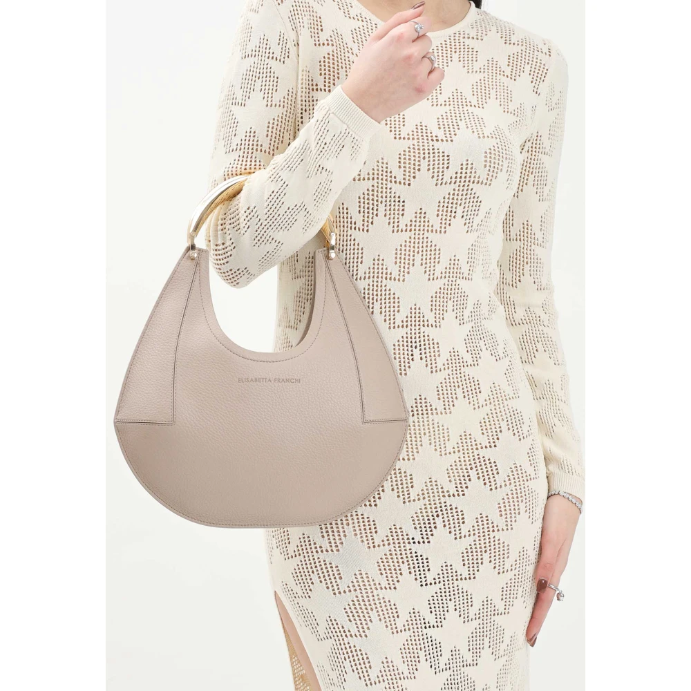 Elisabetta Franchi Beige handtas met gouden metalen handvat Gray Dames