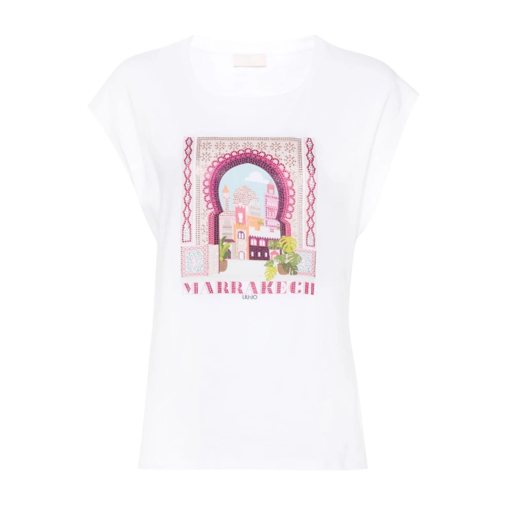 Liu Jo Marrakech Print T-Shirt met Strass White Dames