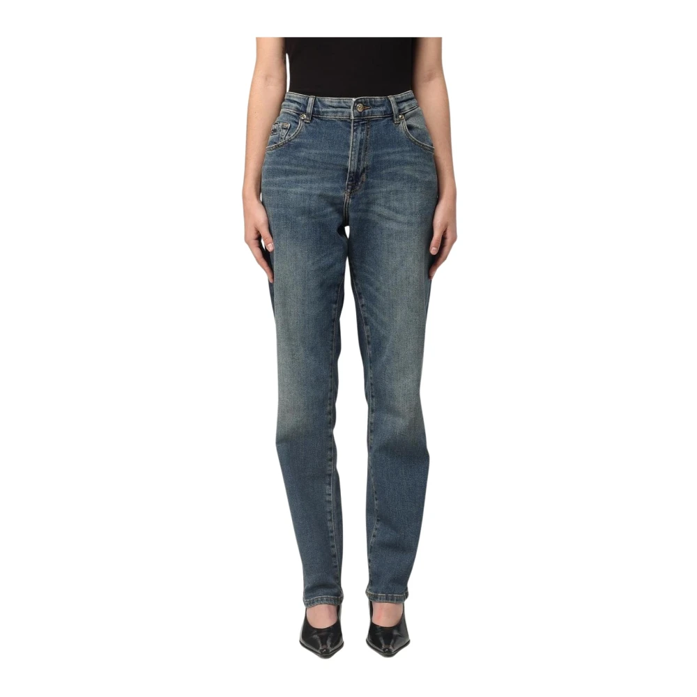 Versace Jeans Couture Vrouw Blauw Jeans Dames, W28, Denim, Denim Jeans Met Geborduurd Logo