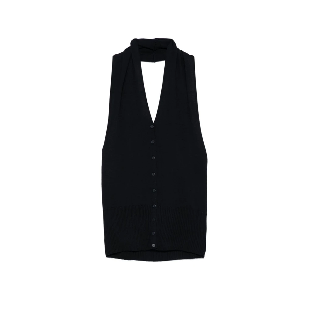 Paloma Wool Blauwe Gebreide Haltertop met Knopen Blue Dames