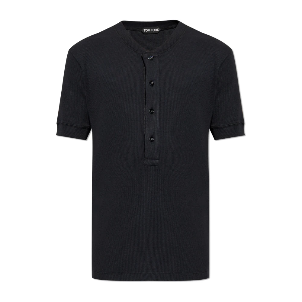 Tom Ford Geribbeld T-shirt Black Heren