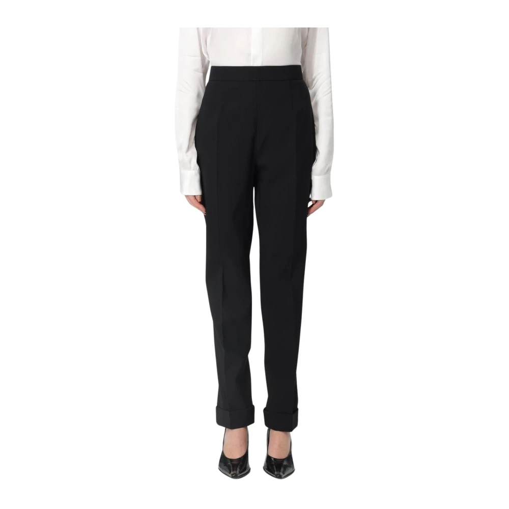 Dsquared2 Women's Black Straight Leg Trousers Cuffed Hem